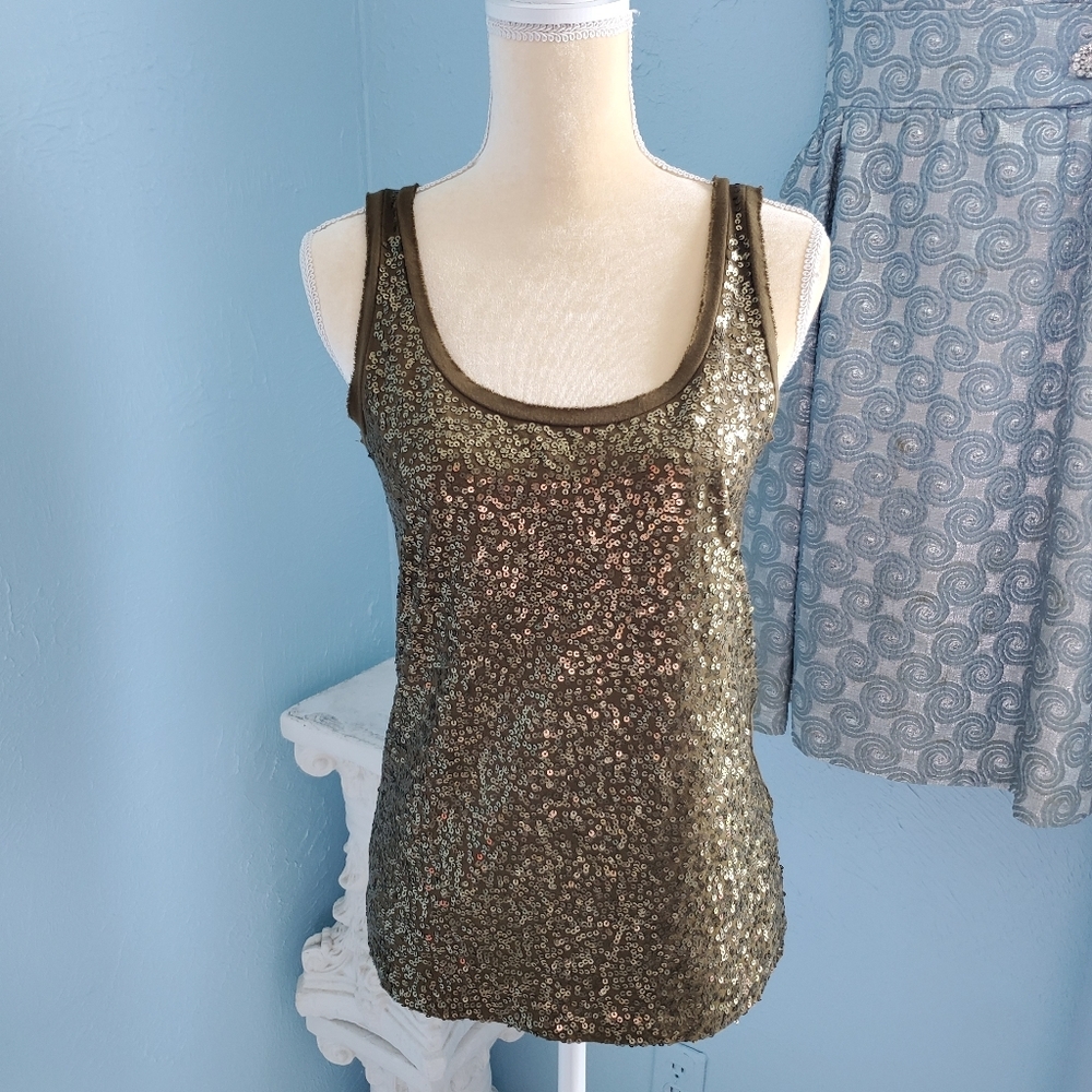 J.Crew 100% cotton sequence army green tank top A76